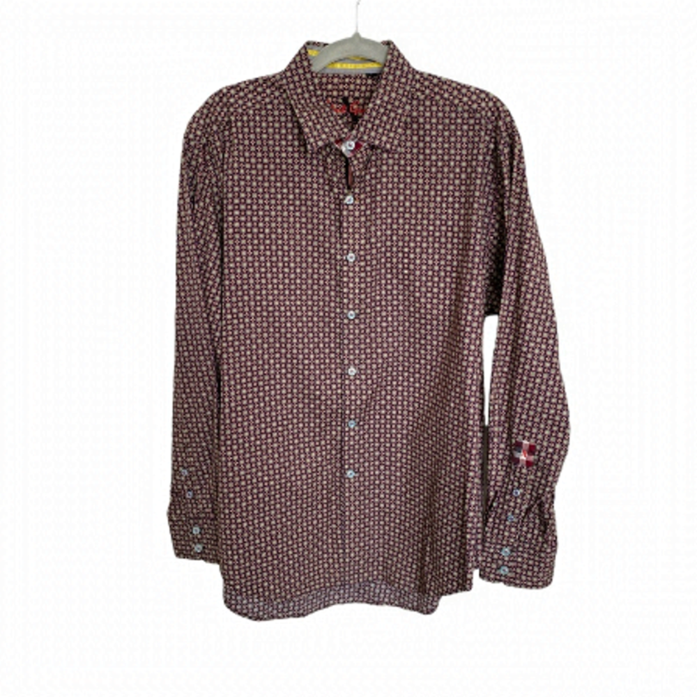 ROBERT Graham Luxury Dress Shirt Pink/Blues/Yellow Pattern Size XL